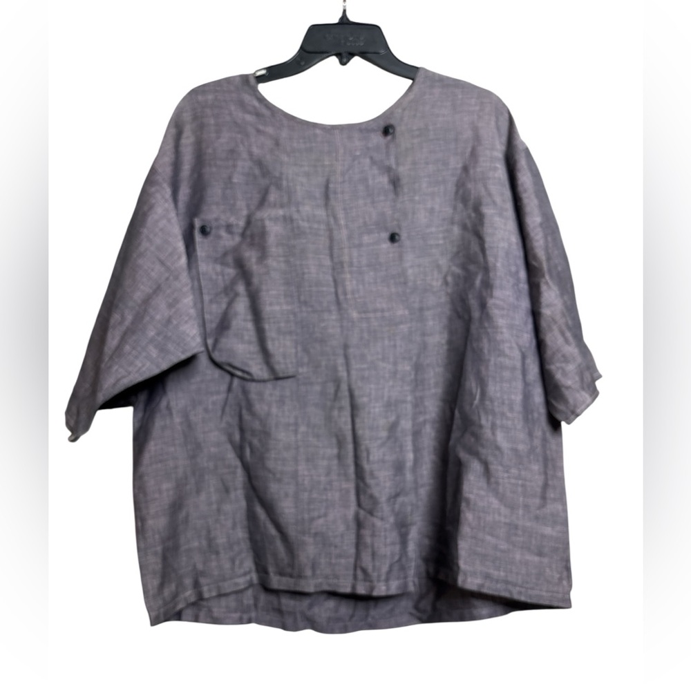 Blouse Vintage Ann Taylor Gray/purplish Short Sleeve Top Size M/L